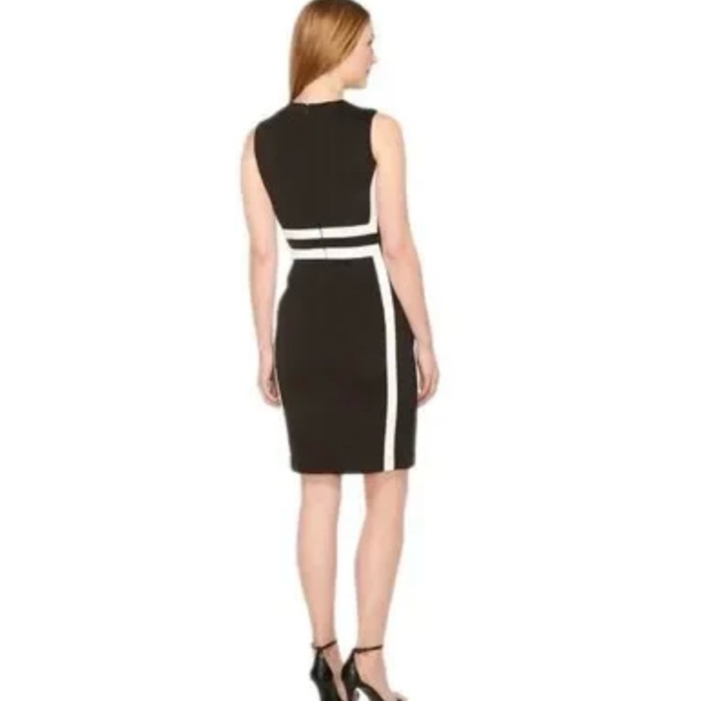 NWT Calvin Klein Valeria Scuba Colorblock Sheath Dress Black White Size 8 - Picture 7 of 9
